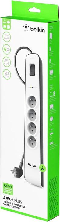 Produktbild Belkin BSV401CA2M Spannungsschutz, 4 AC-Ausgänge (4 x, CEE 7/5, 2 m)