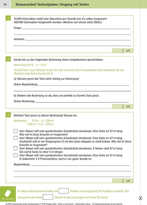 Produktbild Sicher ins Gymnasium: Klassenarbeitstrainer für den Übertritt Mathematik 4. Klasse (Deutsch, 2023)