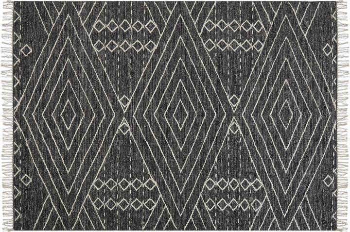 Produktbild Beliani Teppich Baumwolle schwarz / weiss 160 x 230 cm geometrisches Muster Kurzflor KHENIFRA (160 x 230 cm)