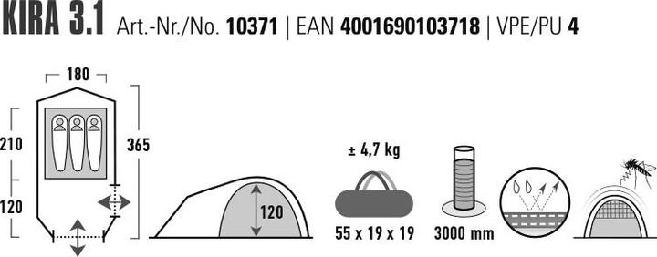 Produktbild High Peak Zelt Kira 3.1 (Kuppelzelt, 4.70 kg, 3 Personen)