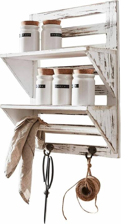 Actual product image Loberon Wall shelf Valeriana antique white (32 x 14 x 42 cm)