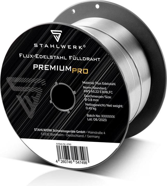 Actual product image Stahlwerk Cored wire FLUX stainless steel E308LFC 0.8 mm 0.45 kg Wire reel Wire spool
