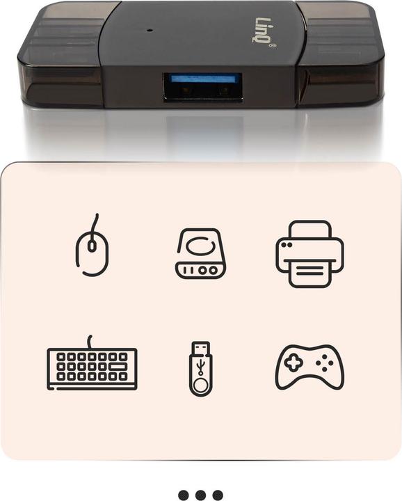 Actual product image LinQ USB-C and Lightning to USB jack adapter (USB, Lightning)