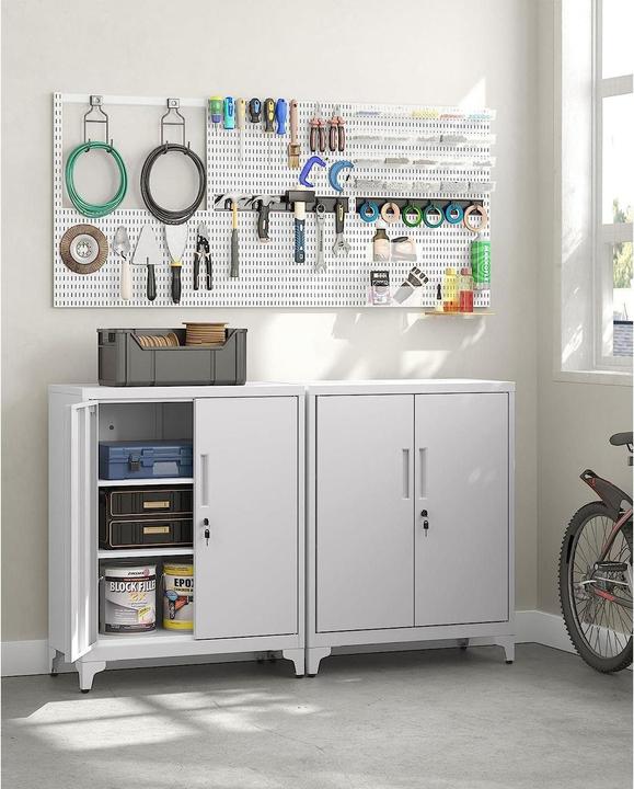 Immagine prodotto Songmics Metall-Lagerschrank 40 x 80 x 90 cm, Weiss (80 x 90 x 40 cm)
