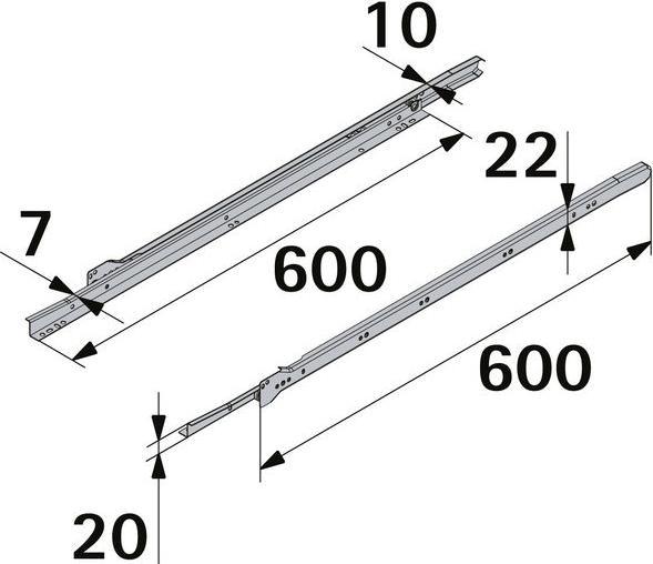 Produktbild Hettich Rollschubführung FR302 600 mm