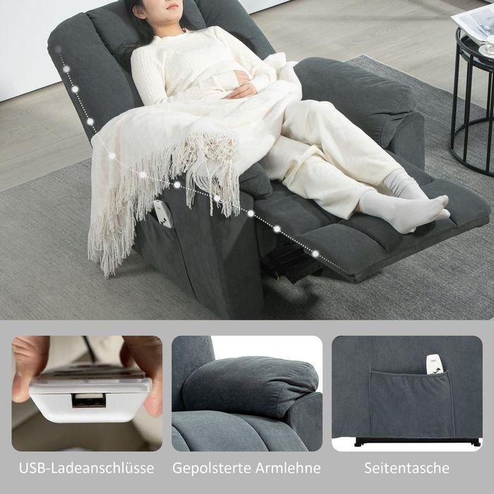 Actual product image Swisshandel24 Elektrisch Relaxsessel Fernsehsessel mit Liegefunktion Wärmefunktion Fussteil