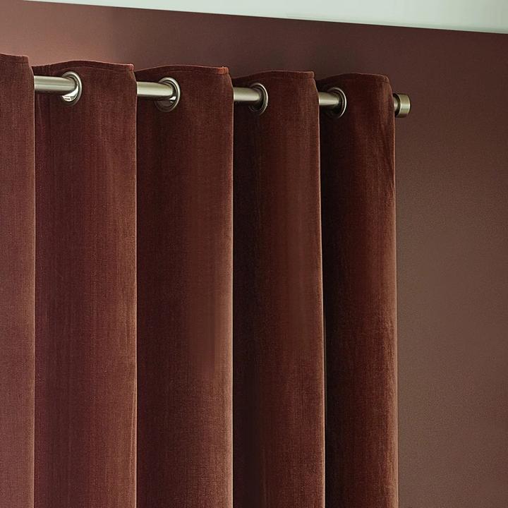 Actual product image Yard Chenille Velvet Eyelet Curtains (168 x 183 cm)