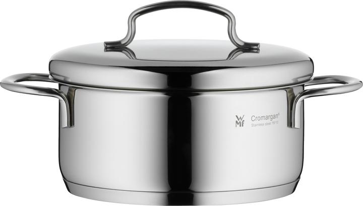 Produktbild WMF Kochtopf Bratentopf Induktion 14cm klein Metalldeckel 0,9l Mini Edelstahl (14 cm, Bräter + Schmortopf, Kochtopf, Edelstahl)