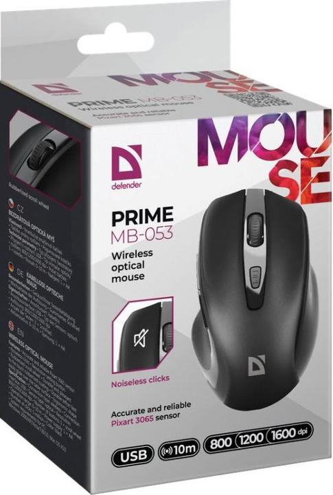 Produktbild Defender Mysz Prime Mb-053 Rf Silent Czarna Optical (Kabellos)