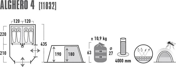Produktbild High Peak Alghero 4 (Tunnelzelt, 10.90 kg, 4 Personen)