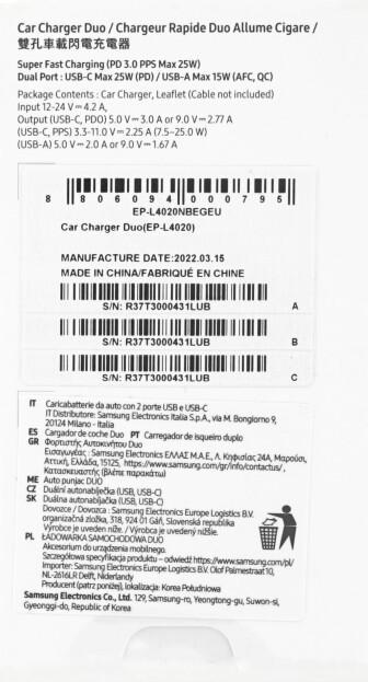 Actual product image Samsung Dual Car Charger