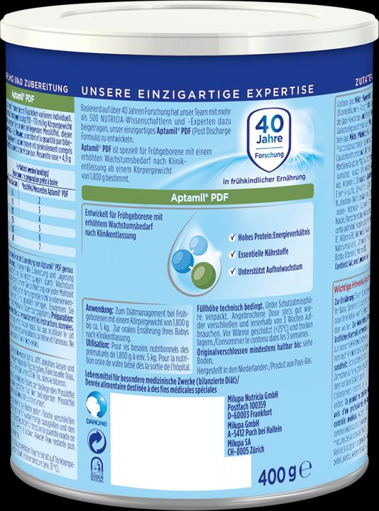 Valori nutrizionali e ingredienti Aptamil PDF Specialità alimentari (400 g, dalla nascita)