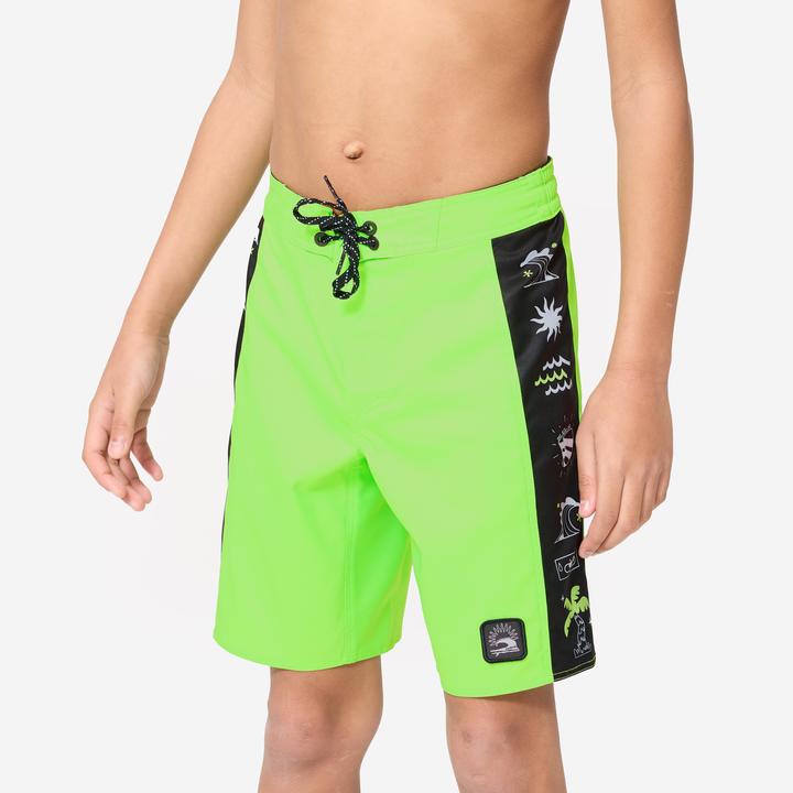 Actual product image Olaian Boardshorts Surfen Jungen 900 Band grün (8, 9, 10)