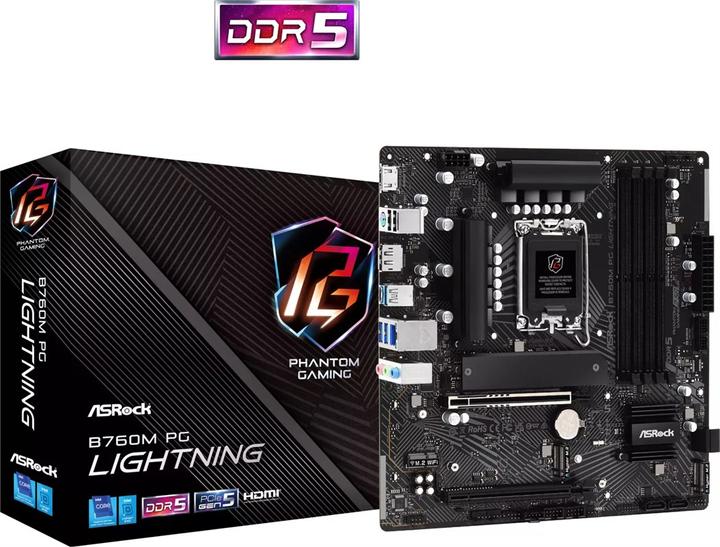 Produktbild AsRock B760M PG LIGHTNING (LGA 1700, Intel B760, mATX)