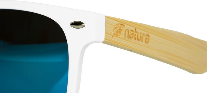 Immagine prodotto Natura Punto Occhiali da sole di bambù, marrone chiaro, montatura bianca, lenti a specchio blu