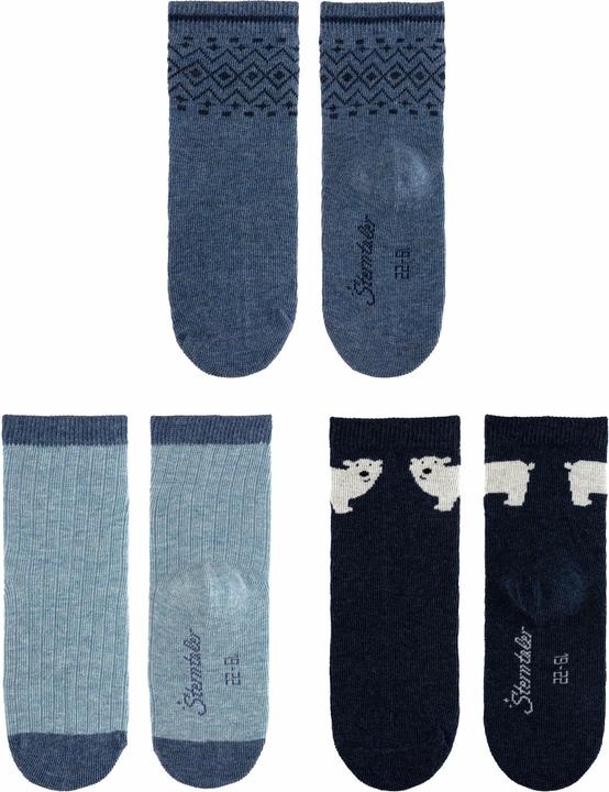 Image du produit Sterntaler Lot de 3 chaussettes Ours polaire Bleu encre Mélange Gr. 30 (Lot de 3, 30)