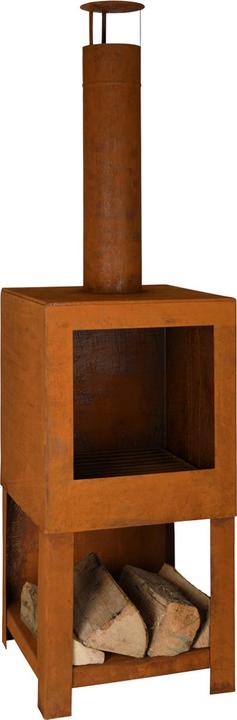 Actual product image Esschert Design Terrassenofen mit Holzlager, Rostbraun