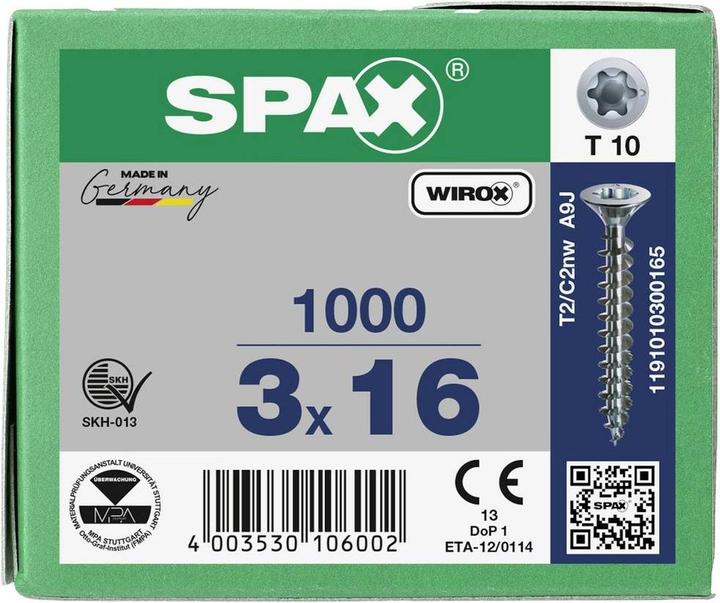 Produktbild Spax Spanplattenschrauben SK T10 3,0x16 mm (1000 Schrauben pro Stück)