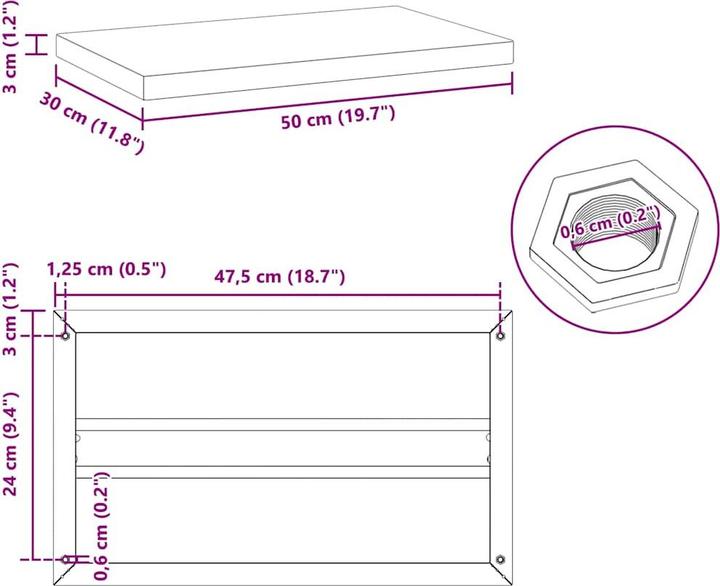 Actual product image VidaXL Wall shelves 2 pcs. Noble (50 x 30 x 3 cm)