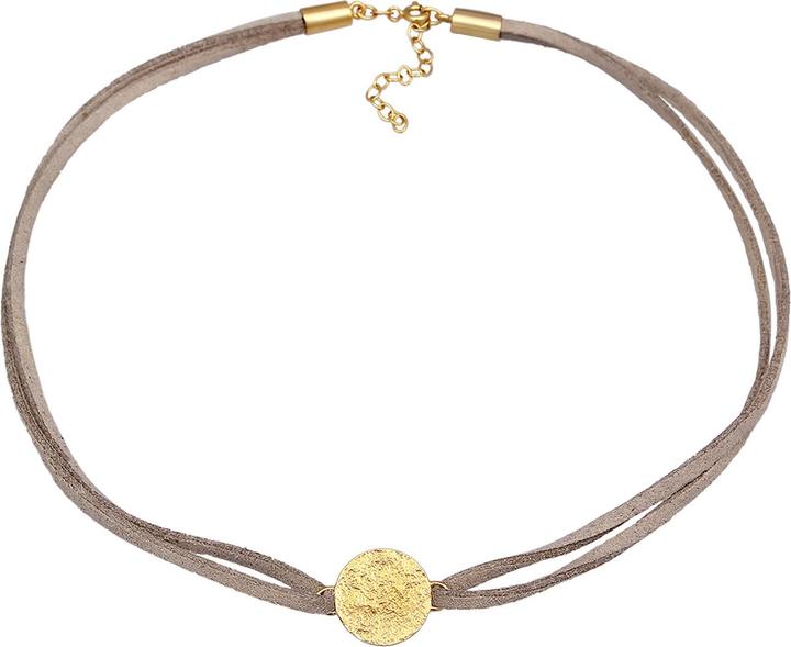 Actual product image Elli Choker, Plate, Textile Chain (Faux leather, 925 sterling silver, No gemstones, 36 cm)