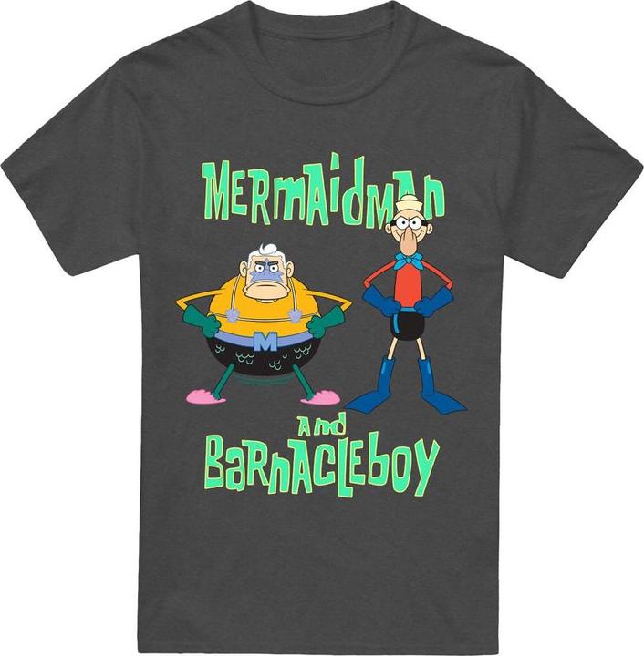 Immagine prodotto Spongebob Squarepants Maglietta L'Uomo Sirena e il Ragazzo Barnacle Adulto Unisex (M)