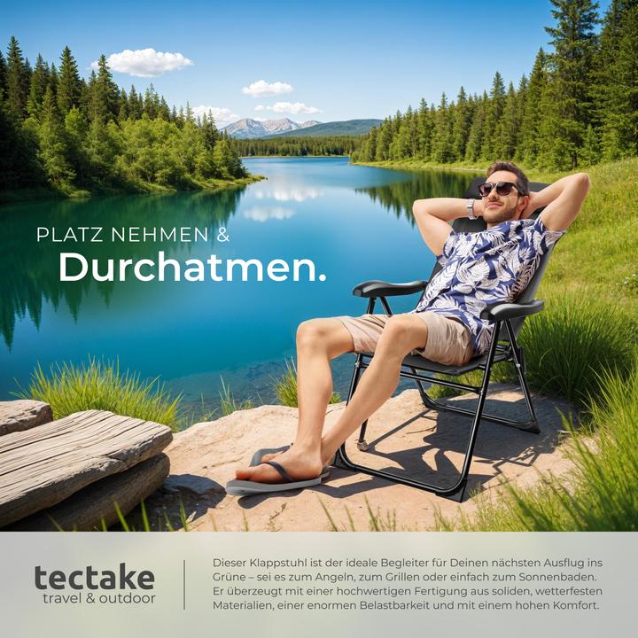 Actual product image tectake 2x Foldable camping chair Müritz with head cushion