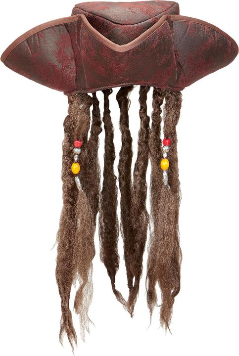 Image du produit Widmann Tricorne pirate en cuir avec des cheveux
