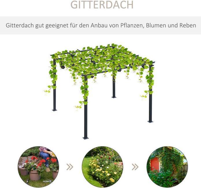Actual product image Swisshandel24 stabiler Rosenpavillon als Rankhilfe wetterfest Metall schwarz 2,97x2,95x2,3m (297 cm, 295 cm)