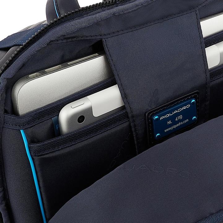 Actual product image Piquadro Blue Square - Laptop backpack with iPad® compartment, RFID blocker (16 l)
