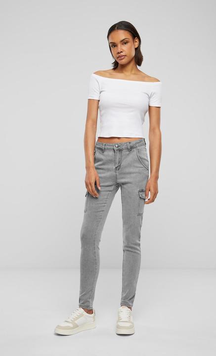Produktbild Cloud 5ive Cloud5ive Damen High Waist Cargo Jeans Hose mit washed look (M)