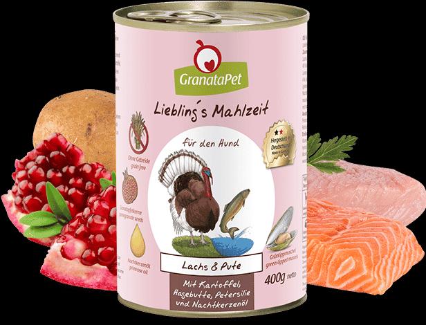 Actual product image Granatapet Lieblingsmahlzeit Lachs und Pute (Adult, 1 pcs., 400 g)