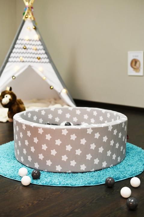 Immagine prodotto Knorrtoys Bällebad soft - "Grey white stars" - 300 balls grey/creme (ca. 6cm Durchmesser)