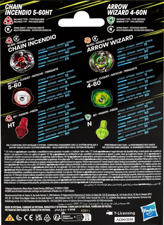 Actual product image Hasbro X Chain Incendio 5-60HT & Arrow Wizard 4-60N (Multilingual)