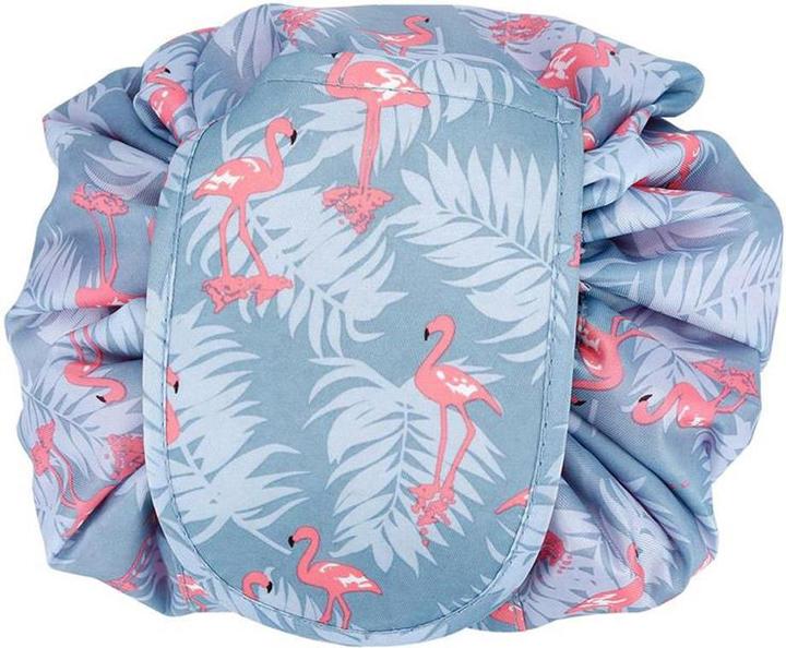 Intirilife Kosmetiktasche in GRAU ROSA FLAMINGO
