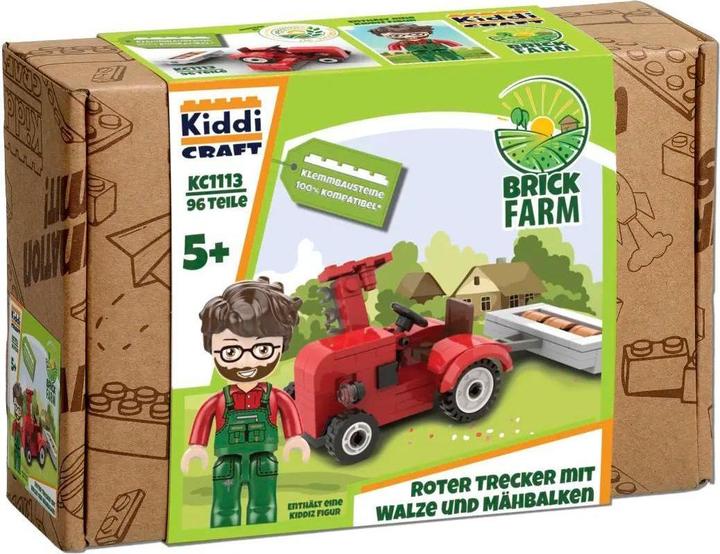 Image du produit Kiddicraft Tracteur rouge avec rouleau et barre de coupe