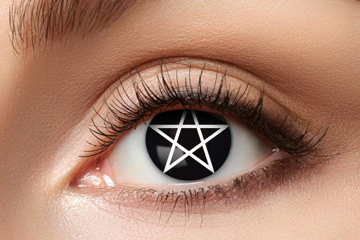Eyecatcher Kontaktlinsen Pentagram (Schwarz, Weiss)