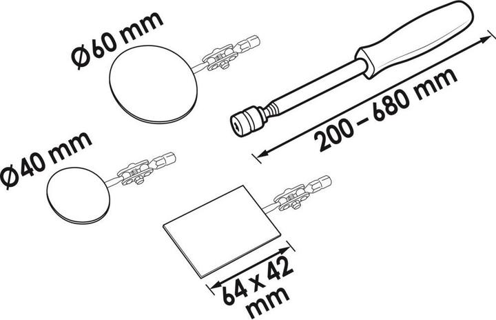 Produktbild Vigor Teleskopspiegel Satz ∙ V5480 ∙ Anzahl Werkzeuge: 4 (4 Funktionen)