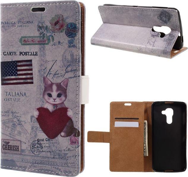 Produktbild MU Style Case aus Leder mit USA Flagge und Katze (Blackberry DTEK60)