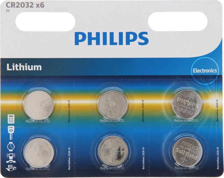 Produktbild Philips Minicells Button cell CR2032P6/01B, Single-use battery, CR2032, Lithium, 3 V, 6 pc(s), 210 m (6 Stk., CR2032, 210 mAh)
