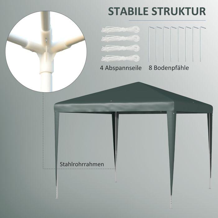 Image du produit Swisshandel24 Pavillon 2,7x2,7 m Tente de réception Pavillon de jardin Tente de réception acier, vert foncé (270 cm, 270 cm)