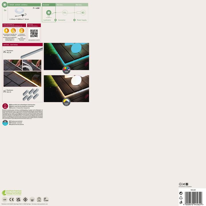 Immagine prodotto Paulmann Plug & Shine Stripe Neon per esterni (RGBW, 1000 cm, Esterno)