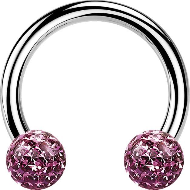 Produktbild Star Piercing Circular Barbell silber mit zwei Kristall Kugeln hellviolett Epoxy Schutzschicht (ohne Messing, Chirurgenstahl 316L)