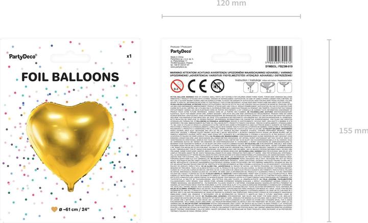 Produktbild Partydeco Herzballon Gold 61cm