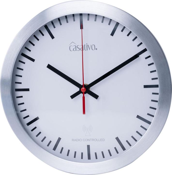 Produktbild Casativo Funk-Wanduhr mit Quarz-Uhrwerk & Aluminiumgehäuse, Ø 25cm (25 cm)