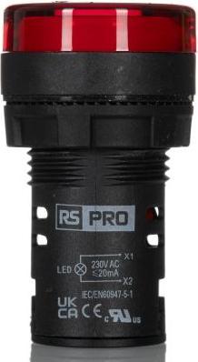 Rs Pro Leuchtmelder 230V ac Rot, Ausschnitt-Ø 22mm