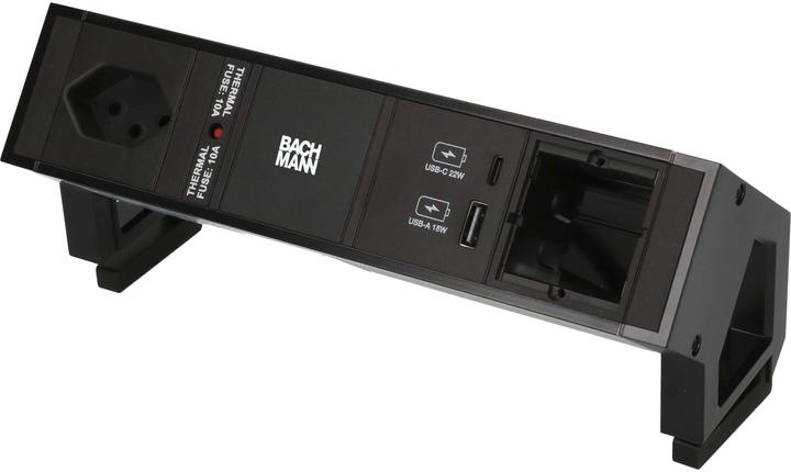 Immagine prodotto Bachmann Presa di corrente DESK 2, 1x T13, 1x USB A/C, 1x Custom (1 x, Tipo 13, USB-A, USB-C, 0.20 m)