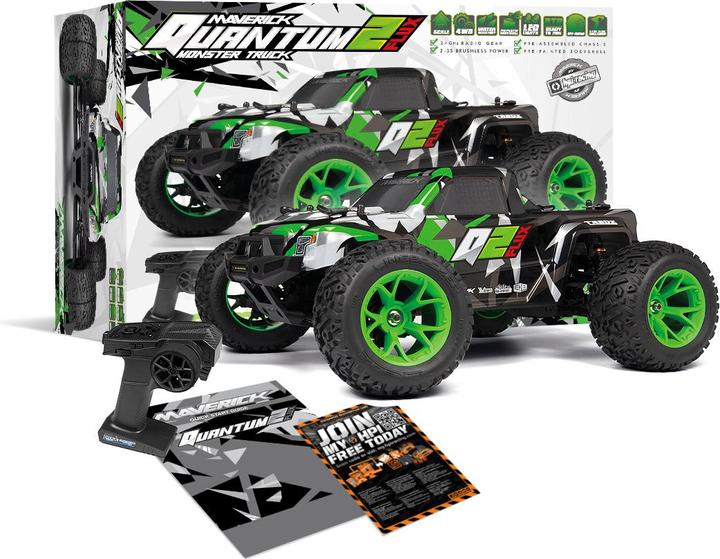 Image du produit Maverick Quantum2 MT Flux 1/10th Monster Truck - Green (Presque prêt à être conduite)