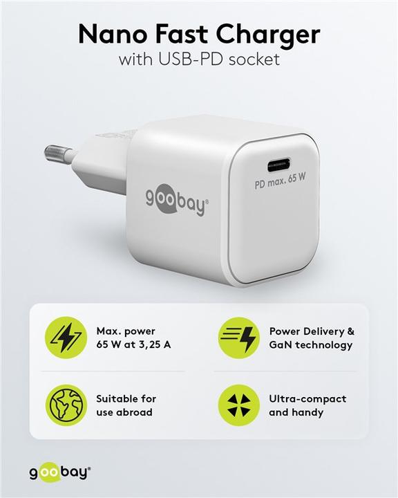 Produktbild Goobay USB-C Nano Schnellladegerät mit GaN Technologie (65 W)