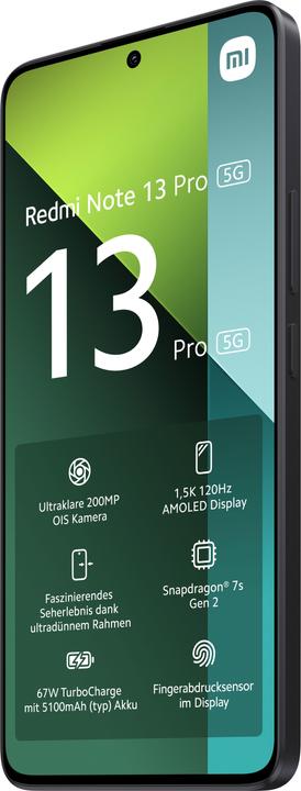 Actual product image Xiaomi Redmi Note 13 Pro 5G (256 GB, Midnight Black, 6.67", Dual SIM, 200 Mpx, 5G)