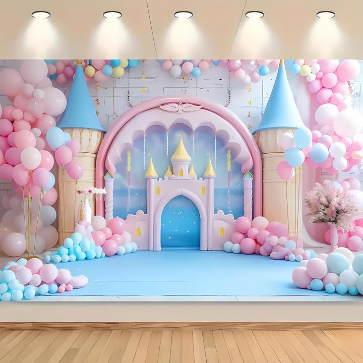 Produktbild Milkii Baby Shower/ Geburtstag Hintergrund Dekoration, Schloss - 180 x 230 cm